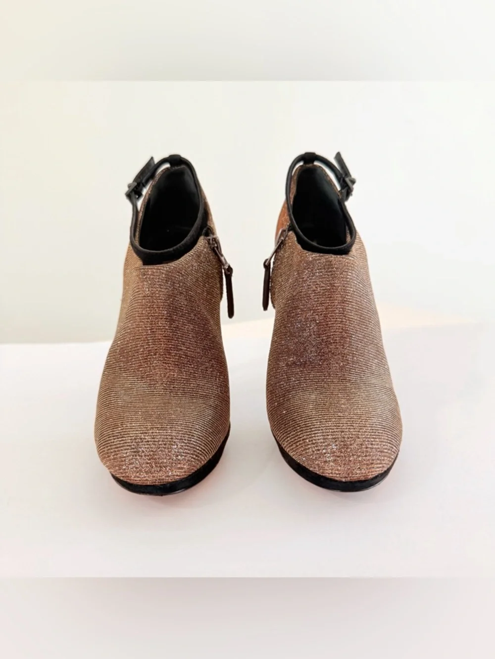 BRIAN ATWOOD FRUITERA BLACK SUEDE METALLIC GOLD SILVER HIGH HEEL BOOTIES - Picture 4 of 11